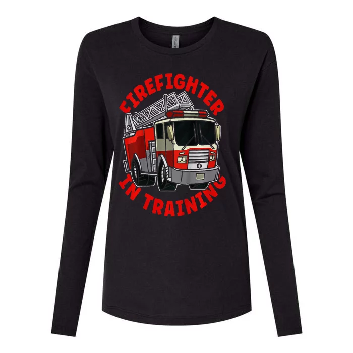 Firefighter In Training  Fire Truck Womens Cotton Relaxed Long Sleeve T-Shirt