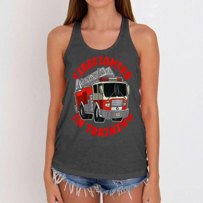 Firefighter In Training  Fire Truck Women's Knotted Racerback Tank