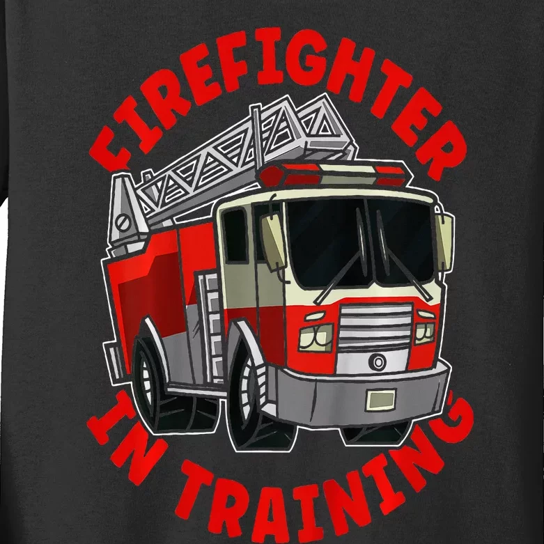 Firefighter In Training  Fire Truck Kids Long Sleeve Shirt