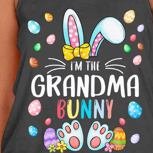 funny I'm The Grandma Bunny Costume Family Easter Day Women's Knotted Racerback Tank