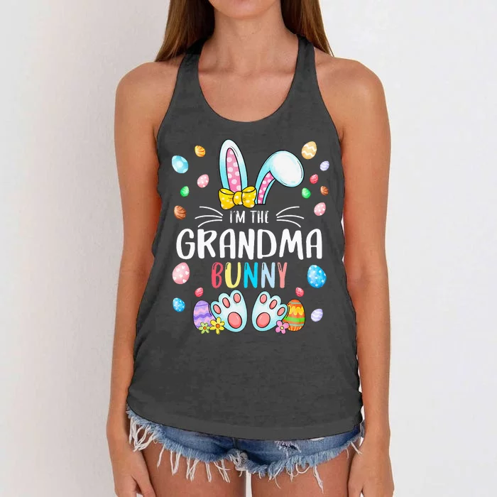 funny I'm The Grandma Bunny Costume Family Easter Day Women's Knotted Racerback Tank