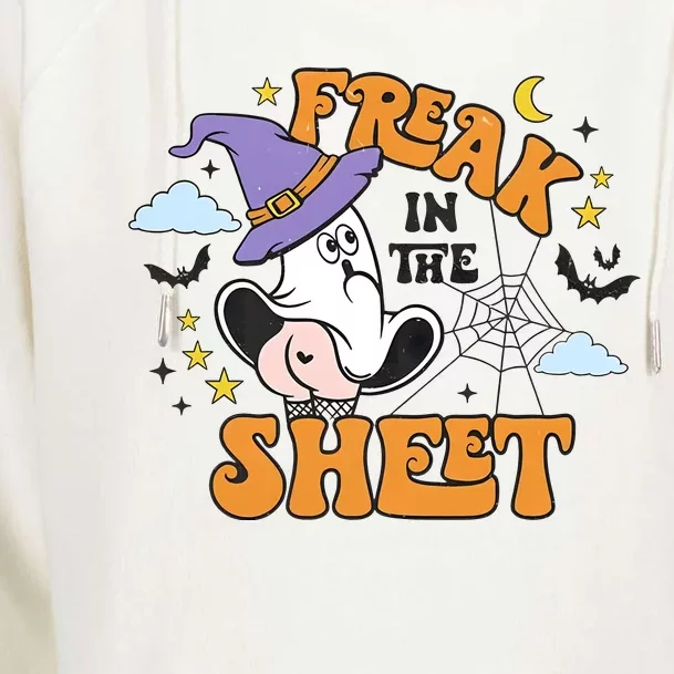 Freak In The Sheets Halloween Cute Ghoul Womens Funnel Neck Pullover Hood