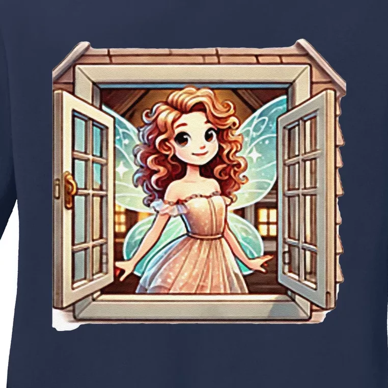 Fairy In The Window Ladies Long Sleeve Shirt