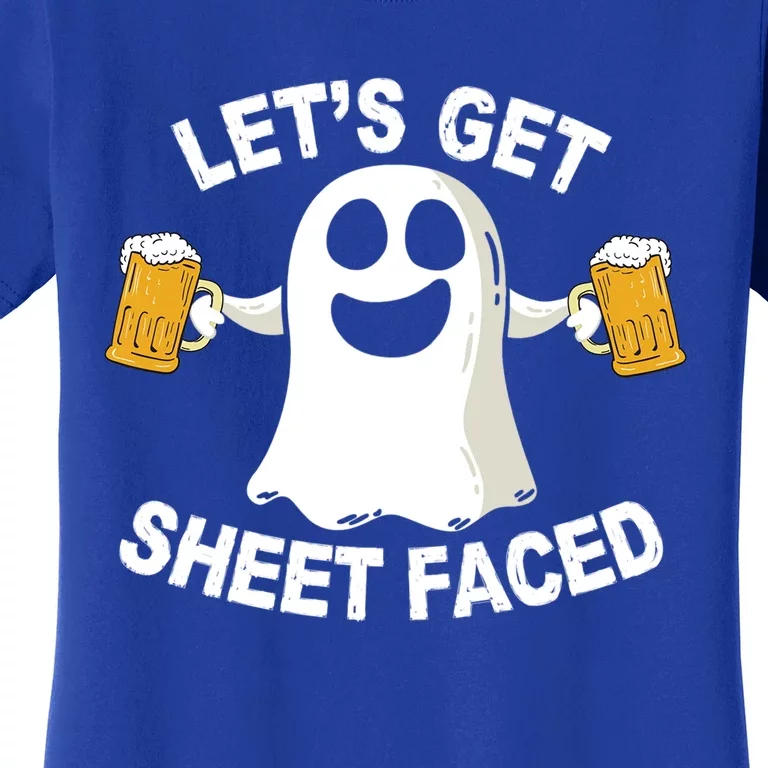 Funny Ing Team Halloween Costume LetS Get Sheet Faced Gift Women's T-Shirt