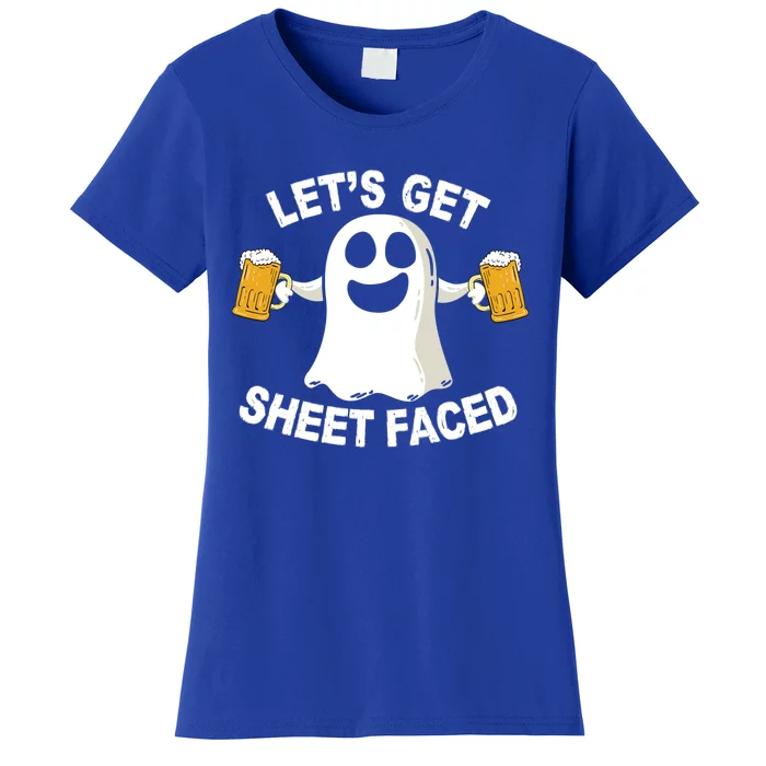 Funny Ing Team Halloween Costume LetS Get Sheet Faced Gift Women's T-Shirt