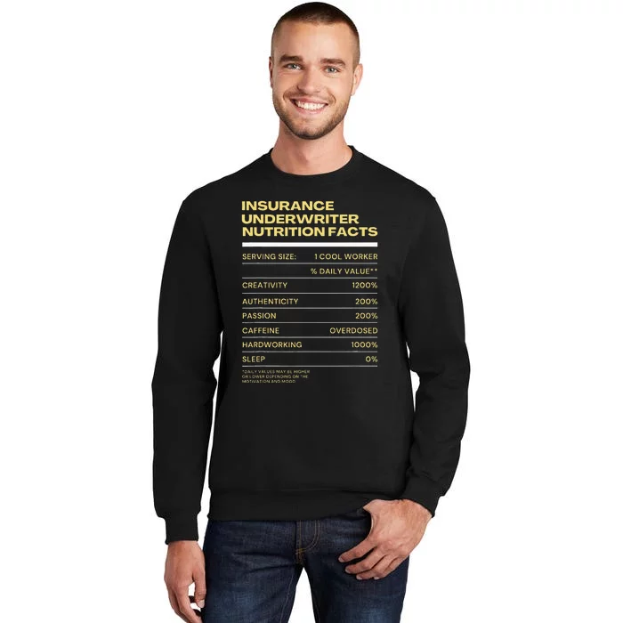 Funny Insurance Underwriter Nutrition Facts Sweatshirt