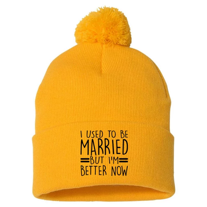 Funny I Used To Be Married But I'm Better Now Pom Pom 12in Knit Beanie