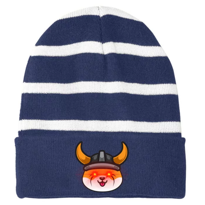 Floki Inu Vikings Cryptocurrency Striped Beanie with Solid Band