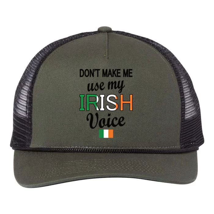 Funny Irish Voice Ireland Flag Irish Roots Gift Retro Rope Trucker Hat Cap