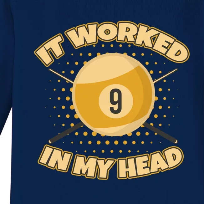 Funny It Worked At My Head Bad Shot 9 Ball Billiards Meaningful Gift Baby Long Sleeve Bodysuit