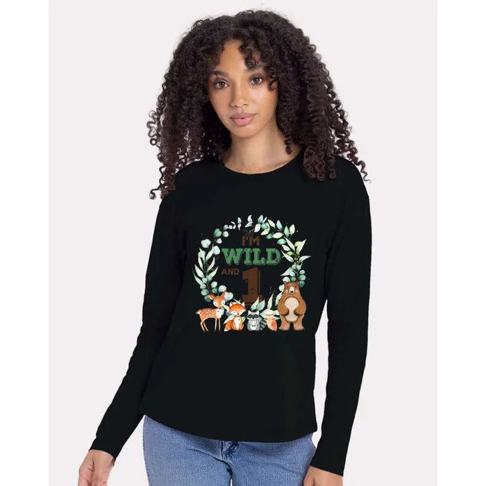 Funny Im Wild And One Zoo Theme Birthday Safari Jungle Animals Womens Cotton Relaxed Long Sleeve T-Shirt