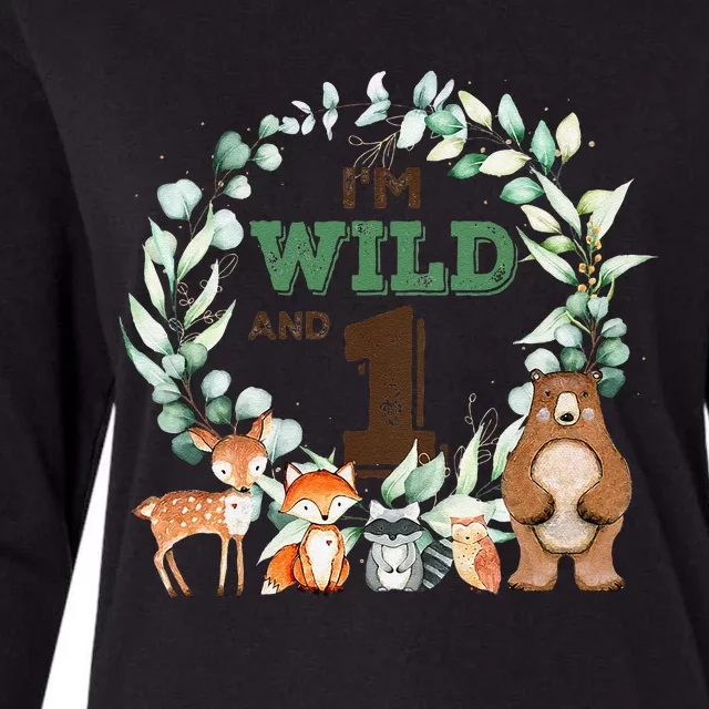 Funny Im Wild And One Zoo Theme Birthday Safari Jungle Animals Womens Cotton Relaxed Long Sleeve T-Shirt