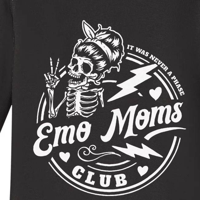 Funny It Was Never A Phase Emo Moms Club MotherS Day Skeleton Gift Baby Long Sleeve Bodysuit