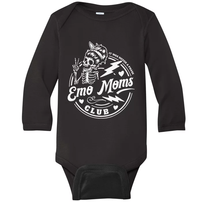 Funny It Was Never A Phase Emo Moms Club MotherS Day Skeleton Gift Baby Long Sleeve Bodysuit