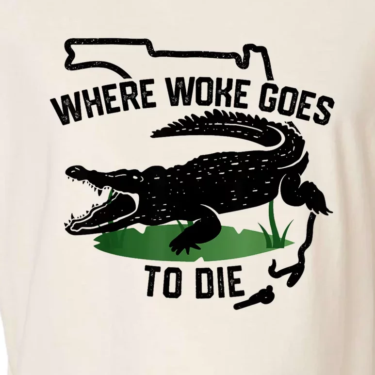 Florida Is Where Woke Goes To Die Crocodile Alligator Garment-Dyed Women's Muscle Tee