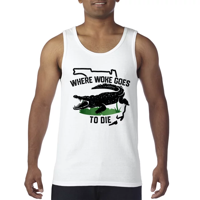 Florida Is Where Woke Goes To Die Crocodile Alligator Tank Top