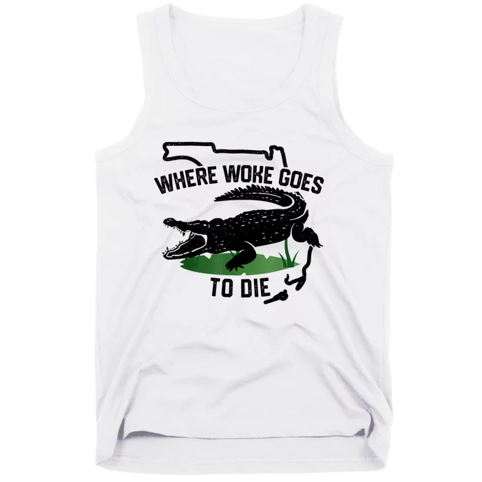 Florida Is Where Woke Goes To Die Crocodile Alligator Tank Top