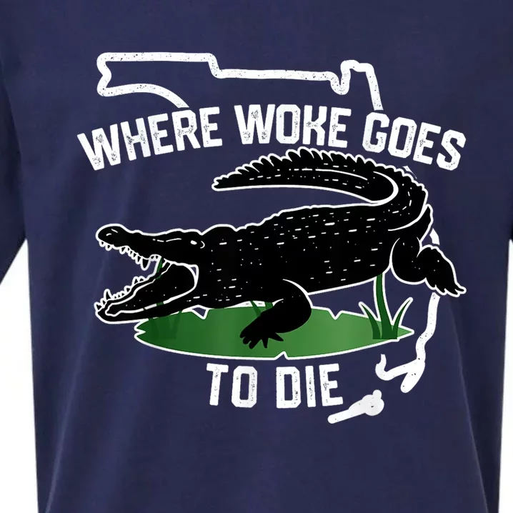 Florida Is Where Woke Goes To Die Crocodile Alligator Sueded Cloud Jersey T-Shirt