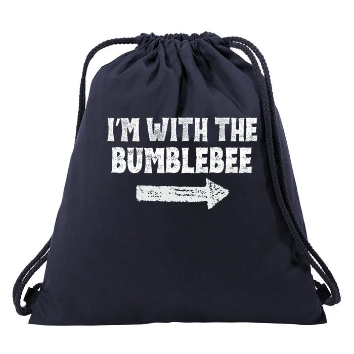 Funny I’m With The Bumblebee Costume Halloween Matching Couple Drawstring Bag