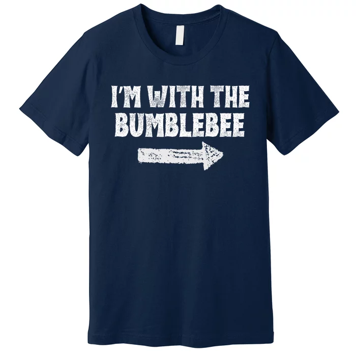 Funny I’m With The Bumblebee Costume Halloween Matching Couple Premium T-Shirt