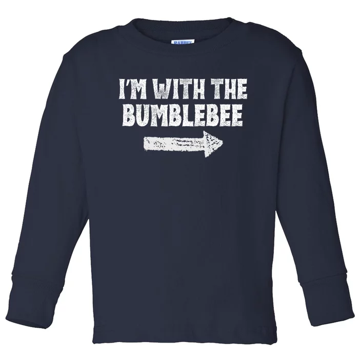 Funny I’m With The Bumblebee Costume Halloween Matching Couple Toddler Long Sleeve Shirt