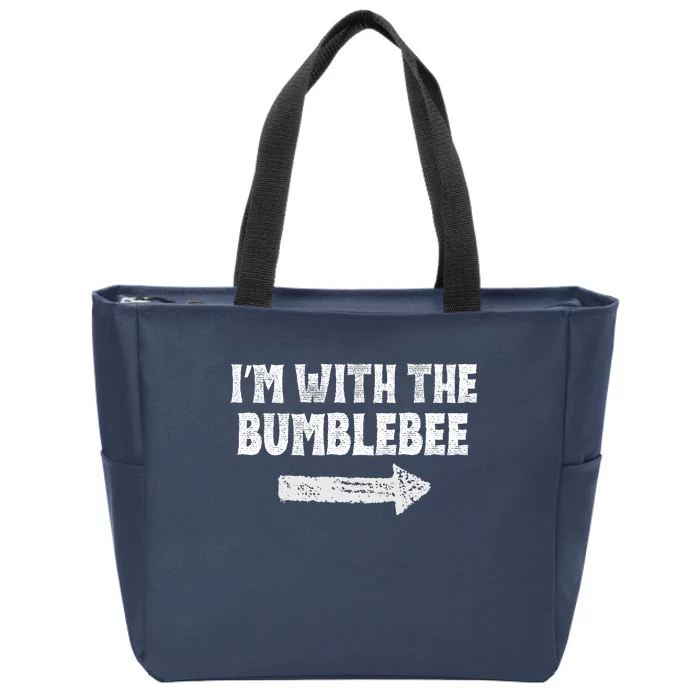 Funny I’m With The Bumblebee Costume Halloween Matching Couple Zip Tote Bag