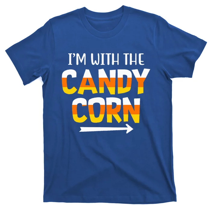 Funny Im With Candy Corn Halloween Matching Couples T-Shirt