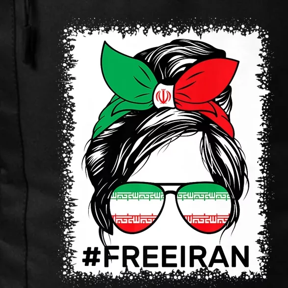 Free Iran Women Life Freedom Bleached Messy Bun Iranian Flag Daily Commute Backpack