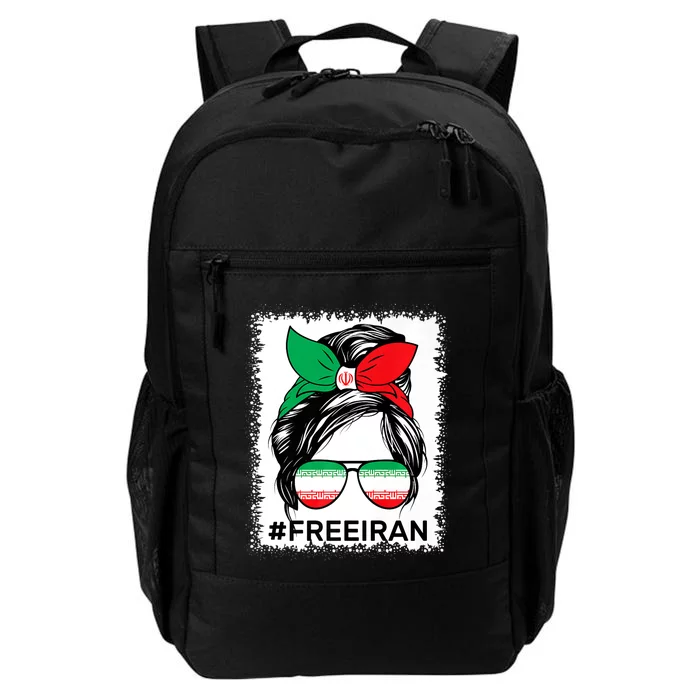 Free Iran Women Life Freedom Bleached Messy Bun Iranian Flag Daily Commute Backpack