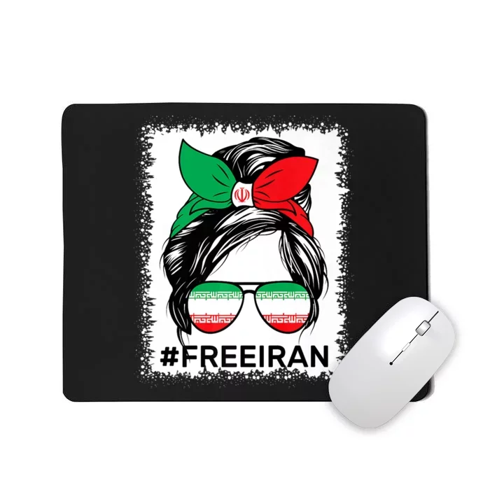 Free Iran Women Life Freedom Bleached Messy Bun Iranian Flag Mousepad