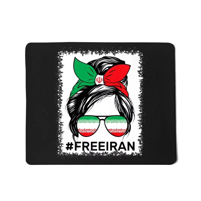 Free Iran Women Life Freedom Bleached Messy Bun Iranian Flag Mousepad