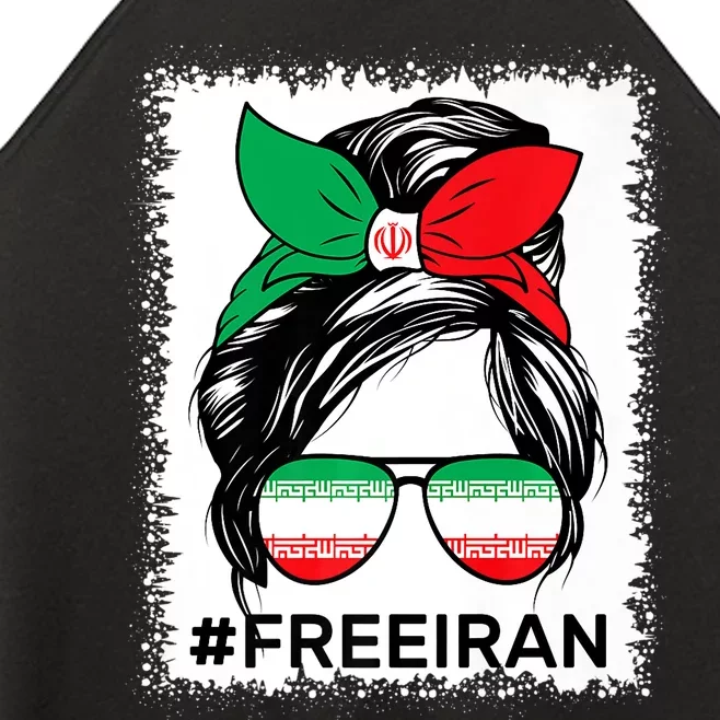 Free Iran Women Life Freedom Bleached Messy Bun Iranian Flag Women’s Perfect Tri Rocker Tank