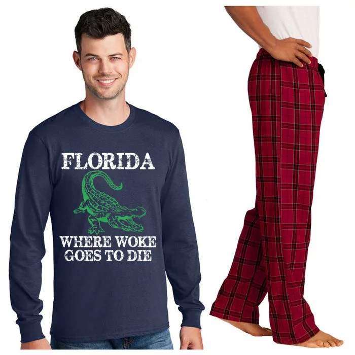 Florida Is Where Woke Goes To Die Crocodile Alligator Long Sleeve Pajama Set