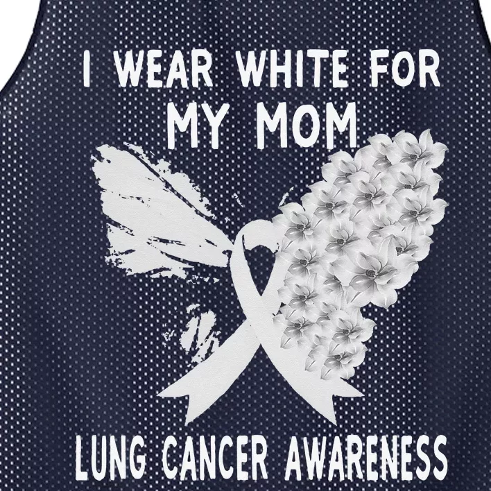 Funny I Wear White Ribbon Lung Cancer Awareness Mesh Reversible Basketball Jersey Tank