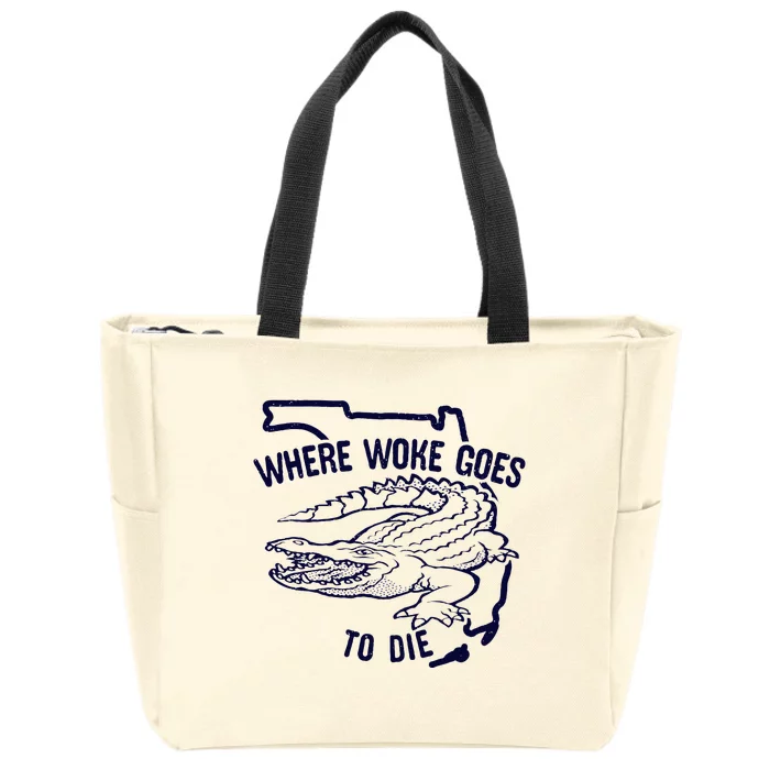 Florida Is Where Woke Goes To Die DeSantis Florida Funny Zip Tote Bag