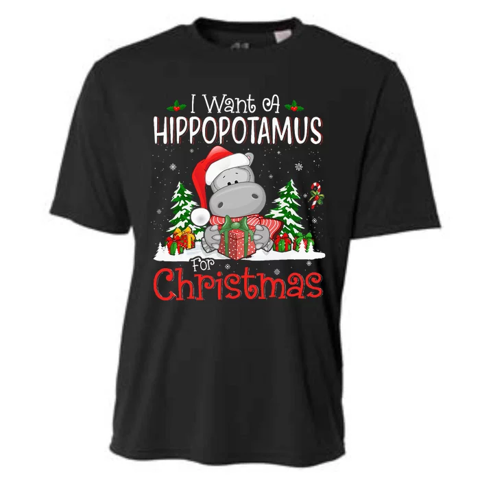 funny I Want A Hippopotamus For Christmas Xmas Cooling Performance Crew T-Shirt