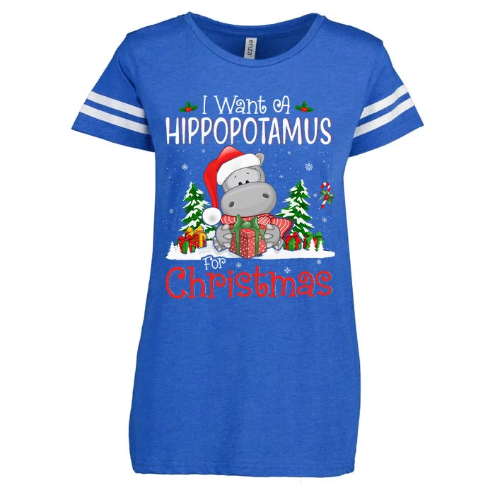 funny I Want A Hippopotamus For Christmas Xmas Enza Ladies Jersey Football T-Shirt