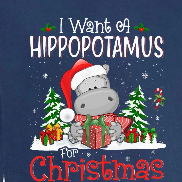 funny I Want A Hippopotamus For Christmas Xmas Garment-Dyed Sweatshirt