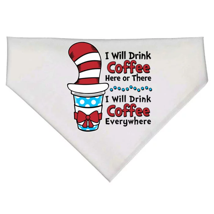 Funny I Will Drink Coffee Here Or There Everywhere USA-Made Doggie Bandana