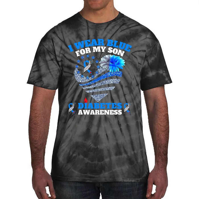 Funny I Wear Blue For My Son Diabetes Awareness Blue Ribbon Tie-Dye T-Shirt