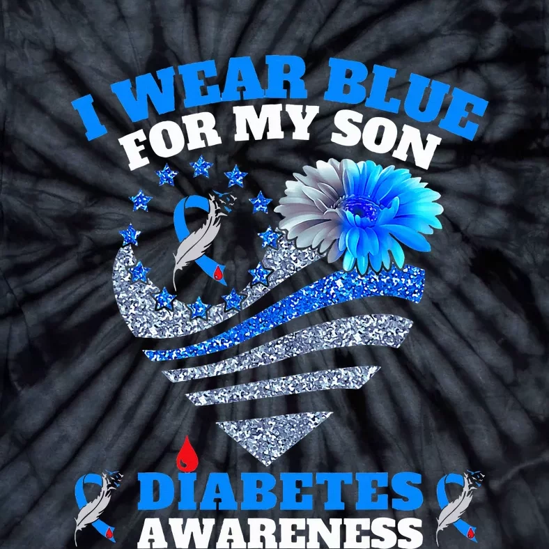 Funny I Wear Blue For My Son Diabetes Awareness Blue Ribbon Tie-Dye T-Shirt