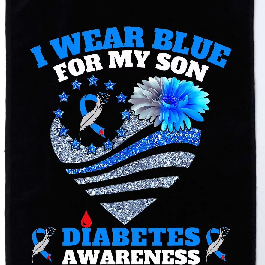 Funny I Wear Blue For My Son Diabetes Awareness Blue Ribbon Platinum Collection Golf Towel