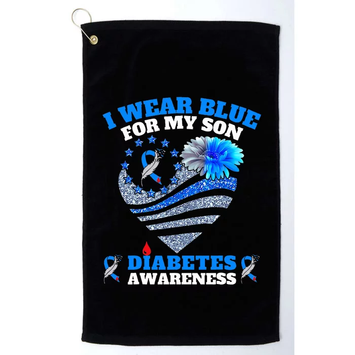 Funny I Wear Blue For My Son Diabetes Awareness Blue Ribbon Platinum Collection Golf Towel