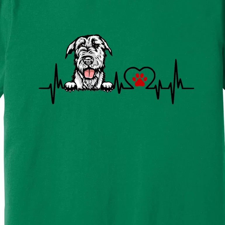 Funny Irish Wolfhound Heartbeat Dog Lover St Patrick Day Premium T-Shirt