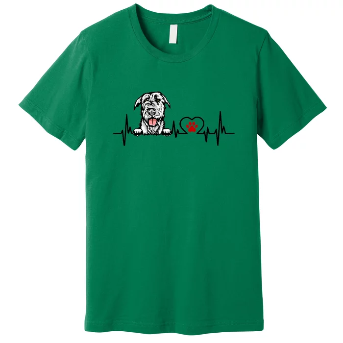 Funny Irish Wolfhound Heartbeat Dog Lover St Patrick Day Premium T-Shirt