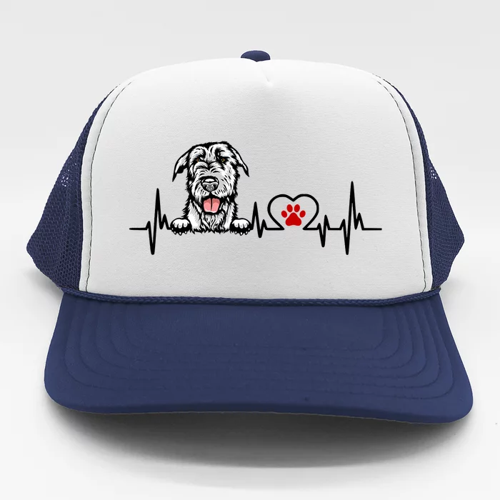 Funny Irish Wolfhound Heartbeat Dog Lover St Patrick Day Trucker Hat