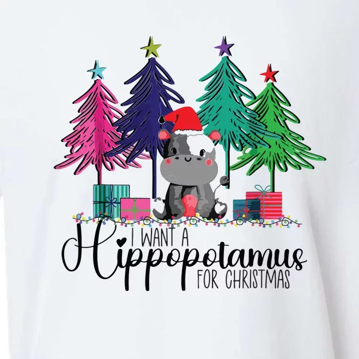 Funny I Want A Hippopotamus For Christmas Trees Hippo Xmas Sueded Cloud Jersey T-Shirt