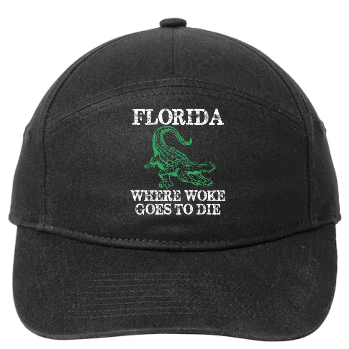 Florida Is Where Woke Goes To Die Crocodile Alligator 7-Panel Snapback Hat