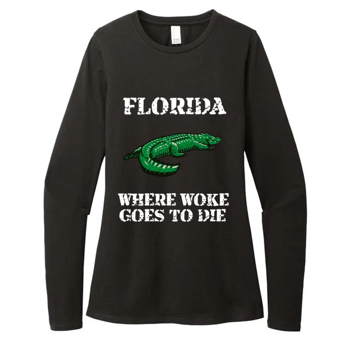 Florida Is Where Woke Goes To Die Crocodile Alligator Womens CVC Long Sleeve Shirt