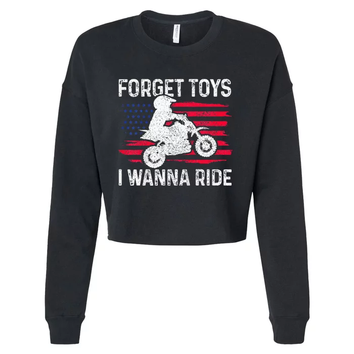 Forget I Wanna Ride Motocross Dirt Bike Mx Racing Cropped Pullover Crew